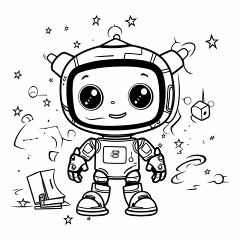 Cute cartoon astronaut. Hand drawn vector illustration for color