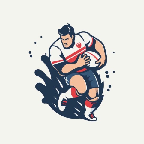 Rugby player in action. vector illustration in cartoon style.