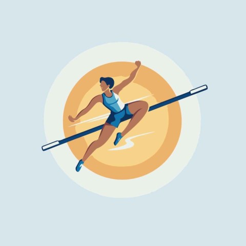 Athletics. Flat vector illustration of a woman in a swimsuit row