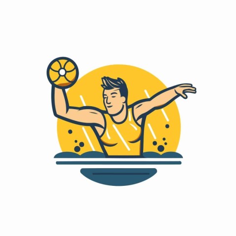 Man playing beach volleyball. Vector illustration of a young man