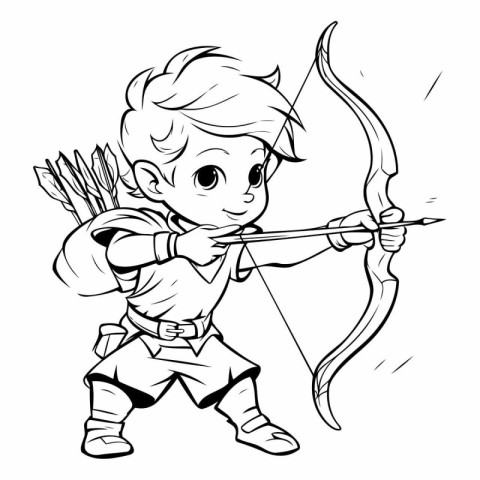 Cupid with bow and arrow. sketch for your design. Vector illustr