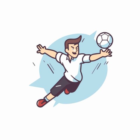 Soccer player kicking the ball. Vector illustration in cartoon s