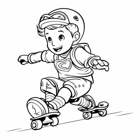 Boy on roller skates. Vector illustration of a boy on skates.