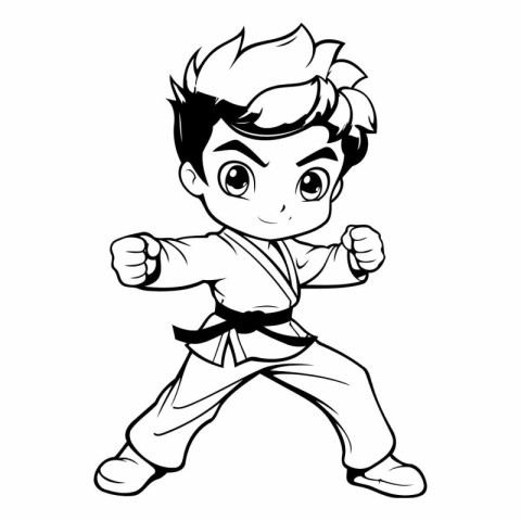 Karate Boy Cartoon Mascot Character Vector Illustration Design.