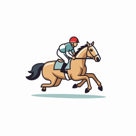 Horse race. equestrian sport. jockey riding horse vector Illustr