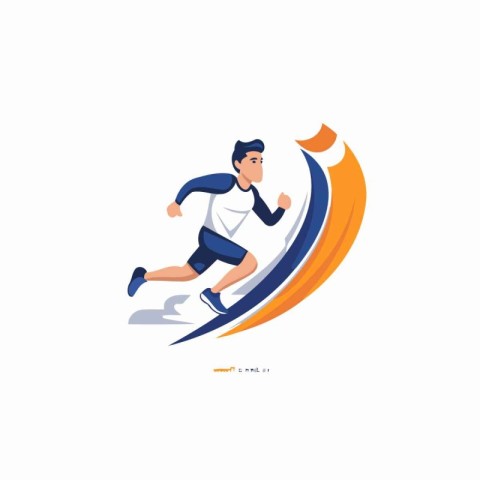 Running man. Athlete running on start line. Vector illustration