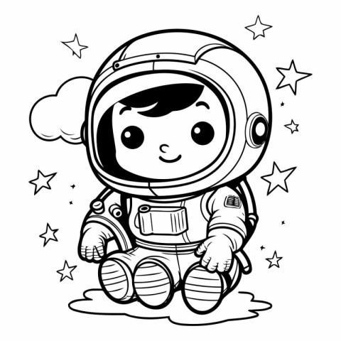 Cute little astronaut in spacesuit. Vector illustration for your