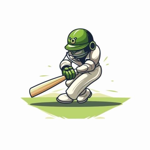 Cricket player with bat and ball. Cartoon vector illustration.