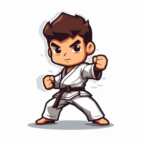 Taekwondo Boy Cartoon Mascot Character Vector Illustration