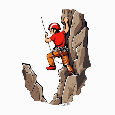 Illustration of a rock climber on a cliff. vector illustration