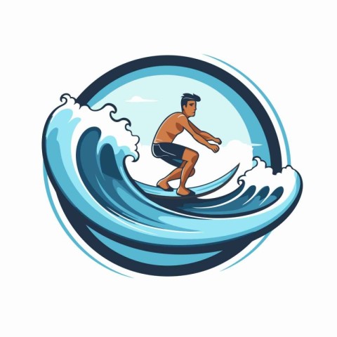 Surfer. Vector illustration of a man surfing on a wave.