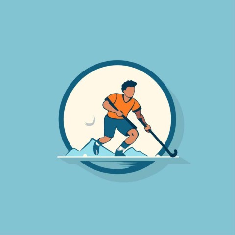 Skiing flat icon. Vector illustration for web and mobile design