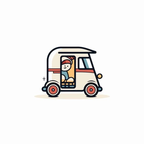 Rickshaw icon. Vector illustration of a car with a driver.