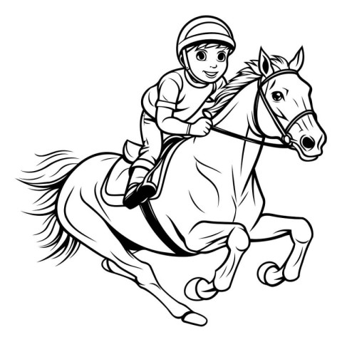 Jockey on a horse. Vector illustration ready for vinyl cutting.