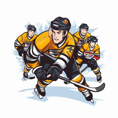 Ice hockey players action cartoon sport graphic vector. Ice hock