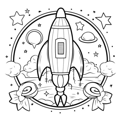 Rocket cartoon design. Space futuristic cosmos outside universe