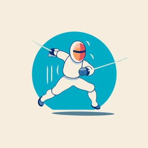 Fencing sport vector illustration in flat cartoon style. Fencing