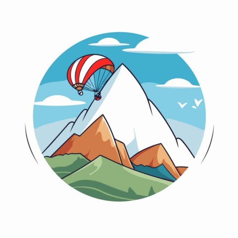 Mountain peak with paraglider icon vector illustration graphic d