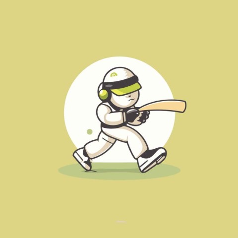 Cricket player vector illustration. Cute cartoon cricket player.