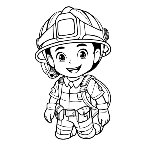 Fireman - Coloring book for children - Boy in fire suit