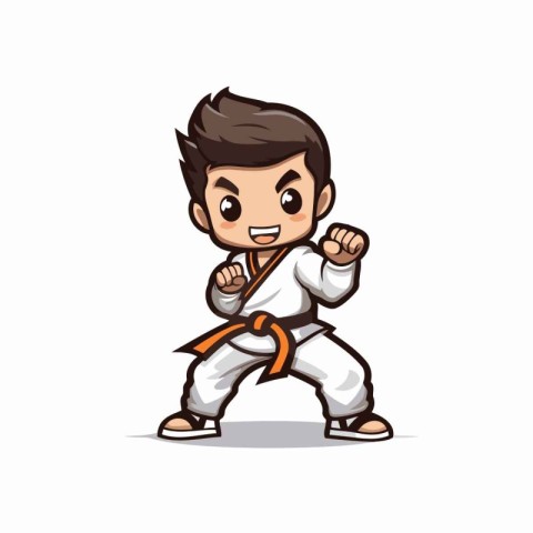 Taekwondo kid cartoon vector illustration. Cartoon taekwondo cha