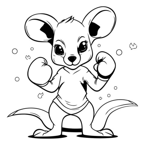 Vector illustration of Cartoon cute little mouse with boxing glo