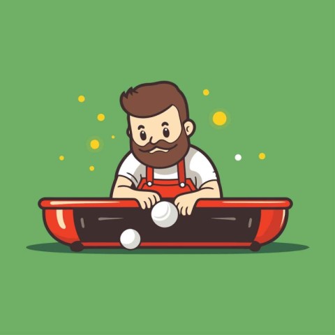 Cartoon man playing table tennis. Flat design. Vector illustrati