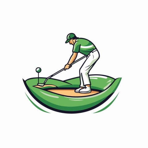 Golf club logo template. Vector illustration of a golfer playing