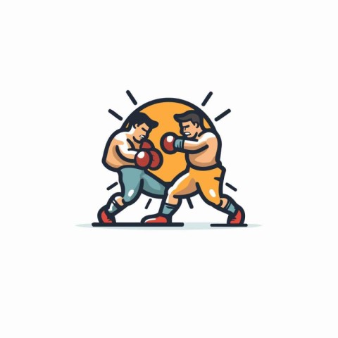 Boxing logo design template. Boxer in action. Vector illustratio