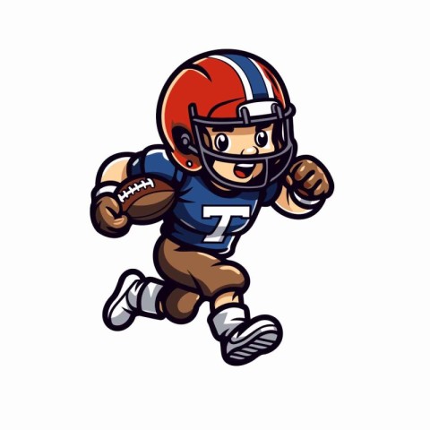 American football player running with ball cartoon vector illust