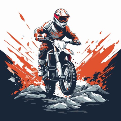 Motocross rider on the race. Vector illustration of a motocross