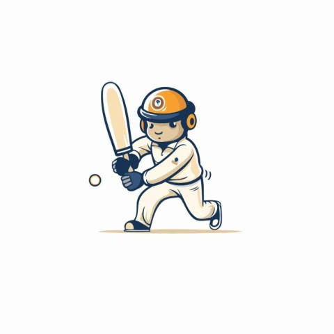 Baseball player with bat and helmet. Vector illustration on whit