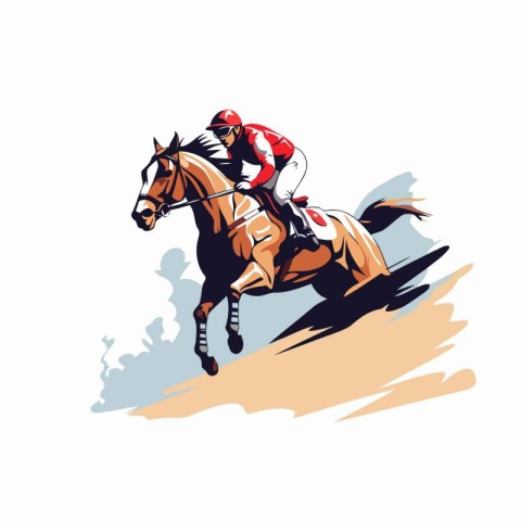 Horse racing. jockeys on the race. Vector illustration