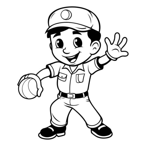 Illustration of a Little Boy Baseball Player - Colored Cartoon C