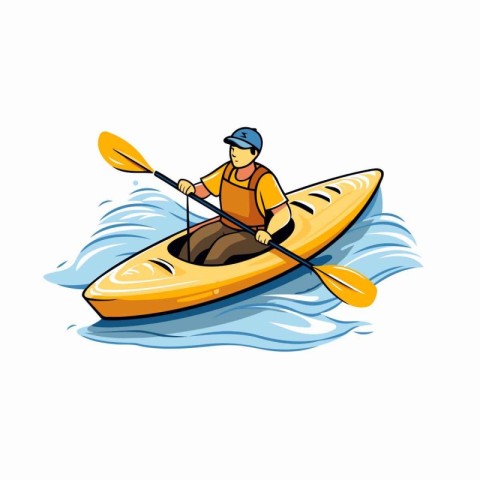 Kayaking vector icon. Cartoon illustration of kayak vector icon