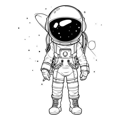 Astronaut in space suit. Hand drawn vector illustration isolated