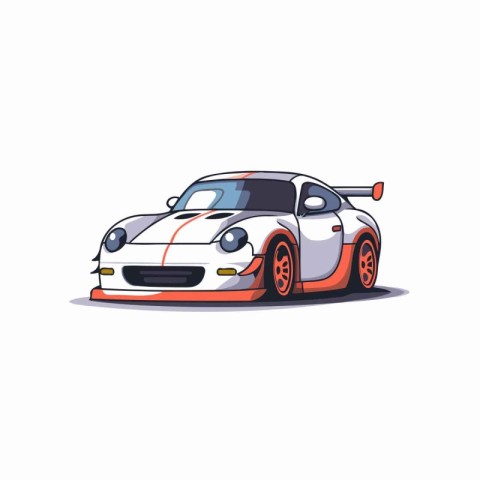 Sport racing car. Vector illustration in cartoon style on white