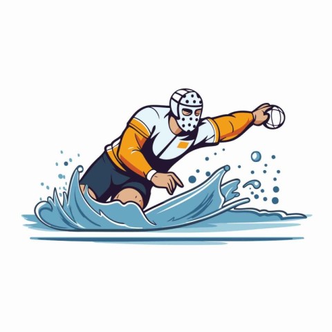 Water skiing. Vector illustration of a man riding a surfboard.