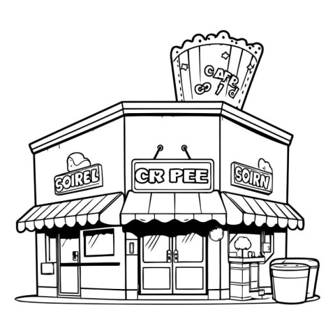 Coffee shop. Hand drawn vector illustration in doodle style.