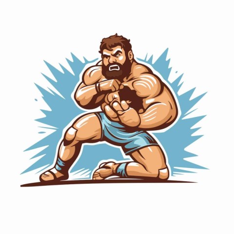 Mascot template for t-shirt or sportswear with strong muscular b