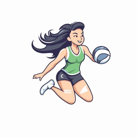 Volleyball player isolated on white background. Vector illustrat