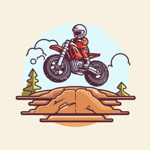 Vector illustration of a motorcyclist on a mountain road. Biker