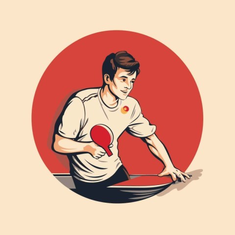 Table tennis player. Vector illustration of a man playing table