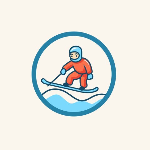 Snowboarder icon. Vector illustration of a snowboarder on skis.