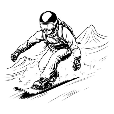 snowboarder jumping on a snowboard. Vector illustration.