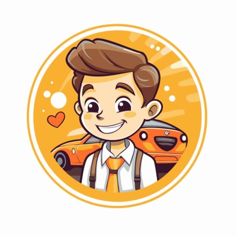 Vector cartoon illustration of a happy young man smiling with a