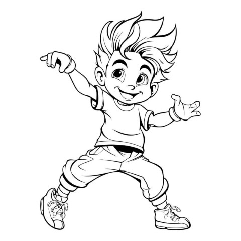 Cute boy jumping. sketch for your design. Vector illustration.