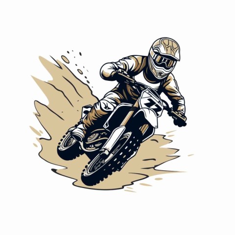 Motocross rider on the race track. Vector illustration in sketch