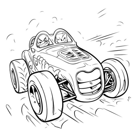 Sketch of a vintage race car. Hand drawn vector illustration.