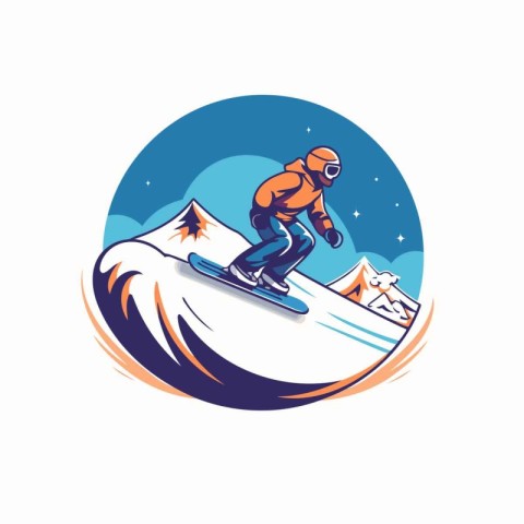 Snowboarder on the mountain. extreme winter sport vector illustr